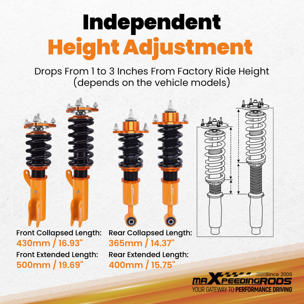 Coilover Lowering Kit Compatible for Mitsubishi Lancer 2008-2016 Adjustable Damper(Set of 4)