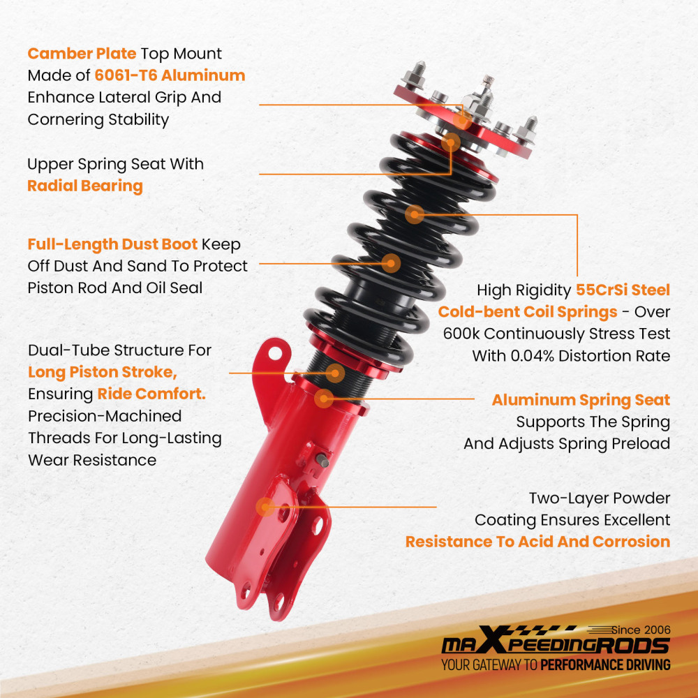 Coilovers Kit compatible for Mitsubishi Lancer Sportback CX 2008-2016 1.82.0 2.4