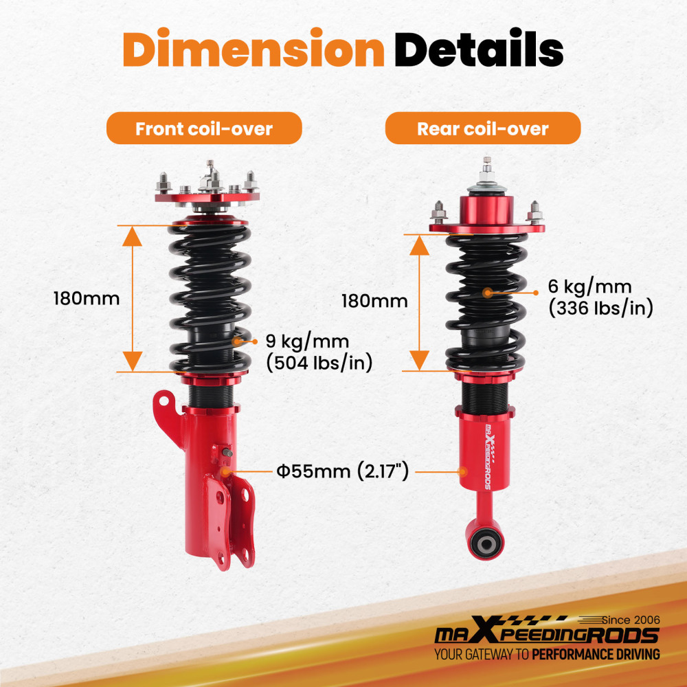 Coilovers Kit compatible for Mitsubishi Lancer Sportback CX 2008-2016 1.82.0 2.4