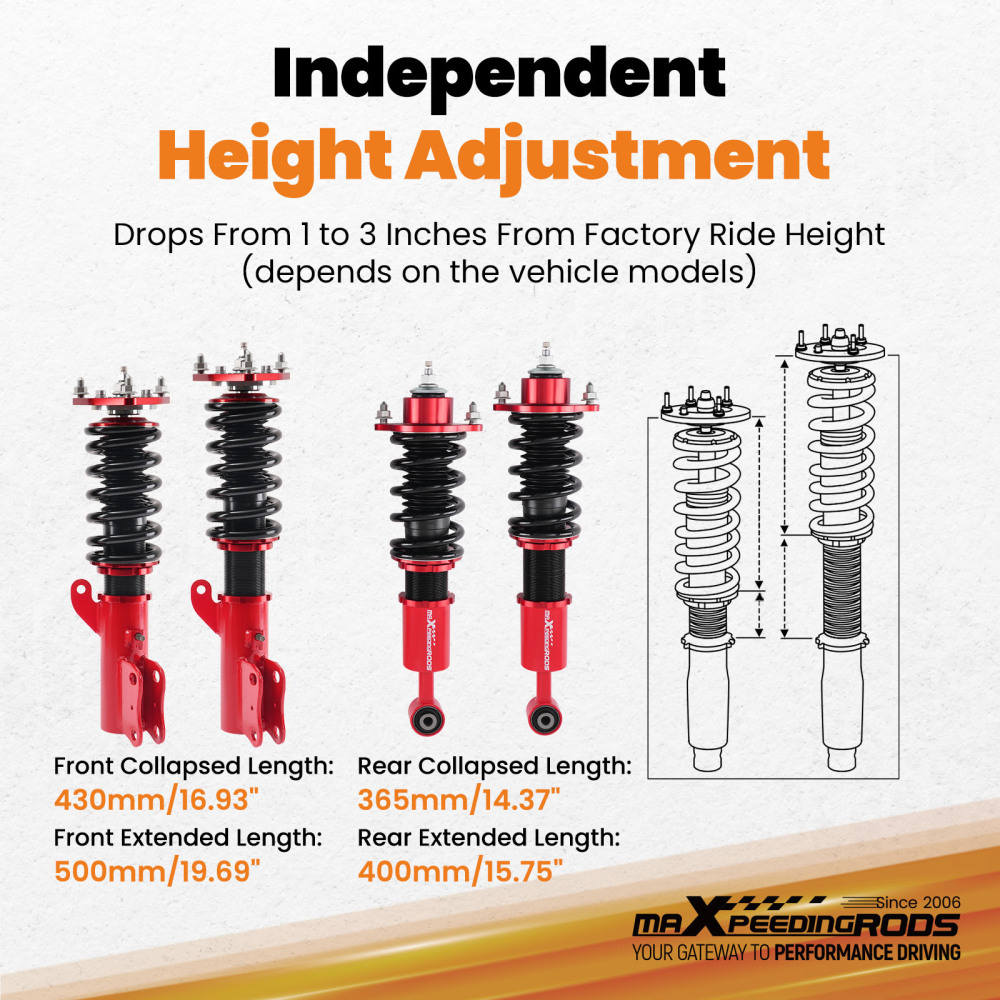 Coilovers Kit compatible for Mitsubishi Lancer Sportback CX 2008-2016 1.82.0 2.4