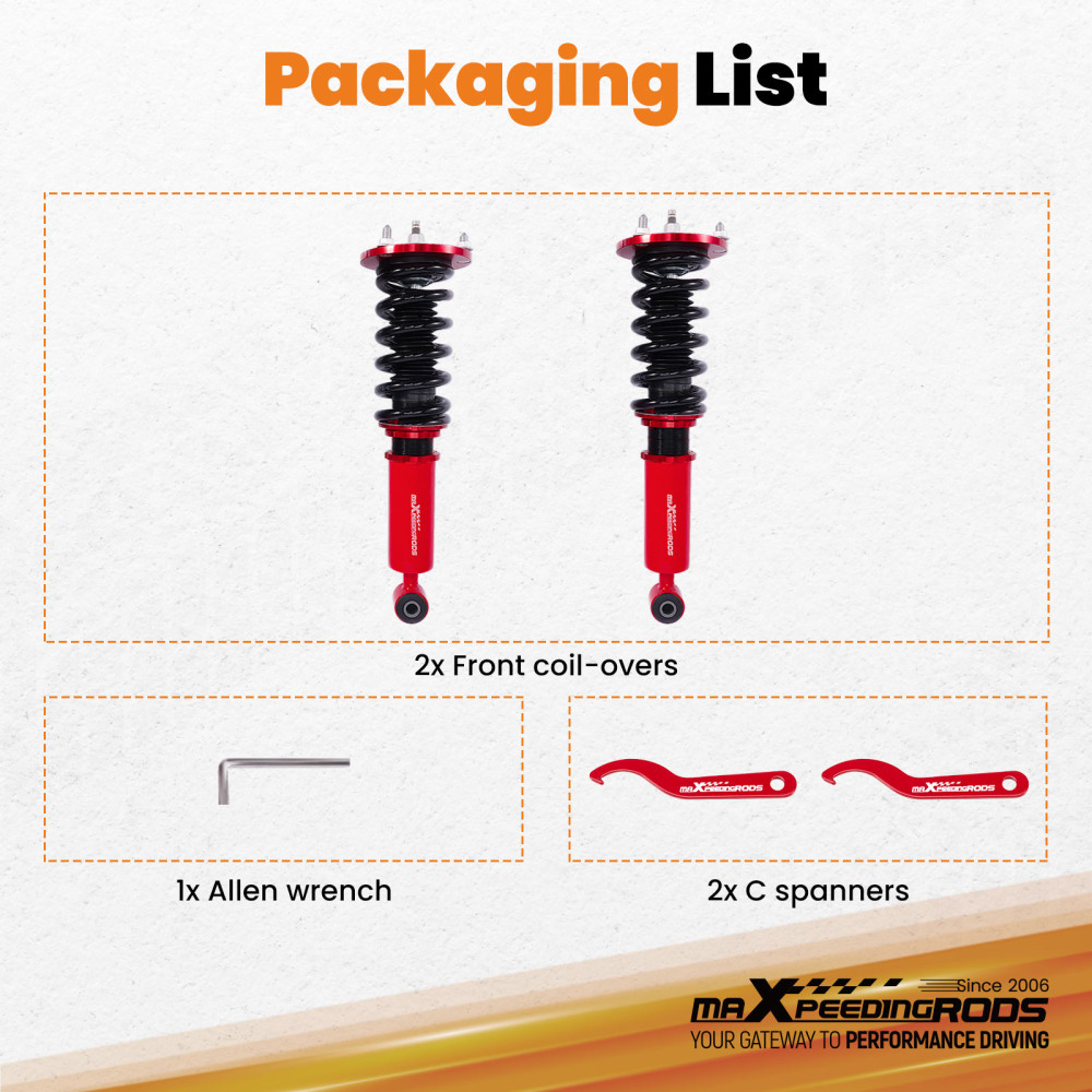 Front Adj. Damper Coilover Suspension Kit compatible for Lexus SC300 SC400 92-00 Coilovers