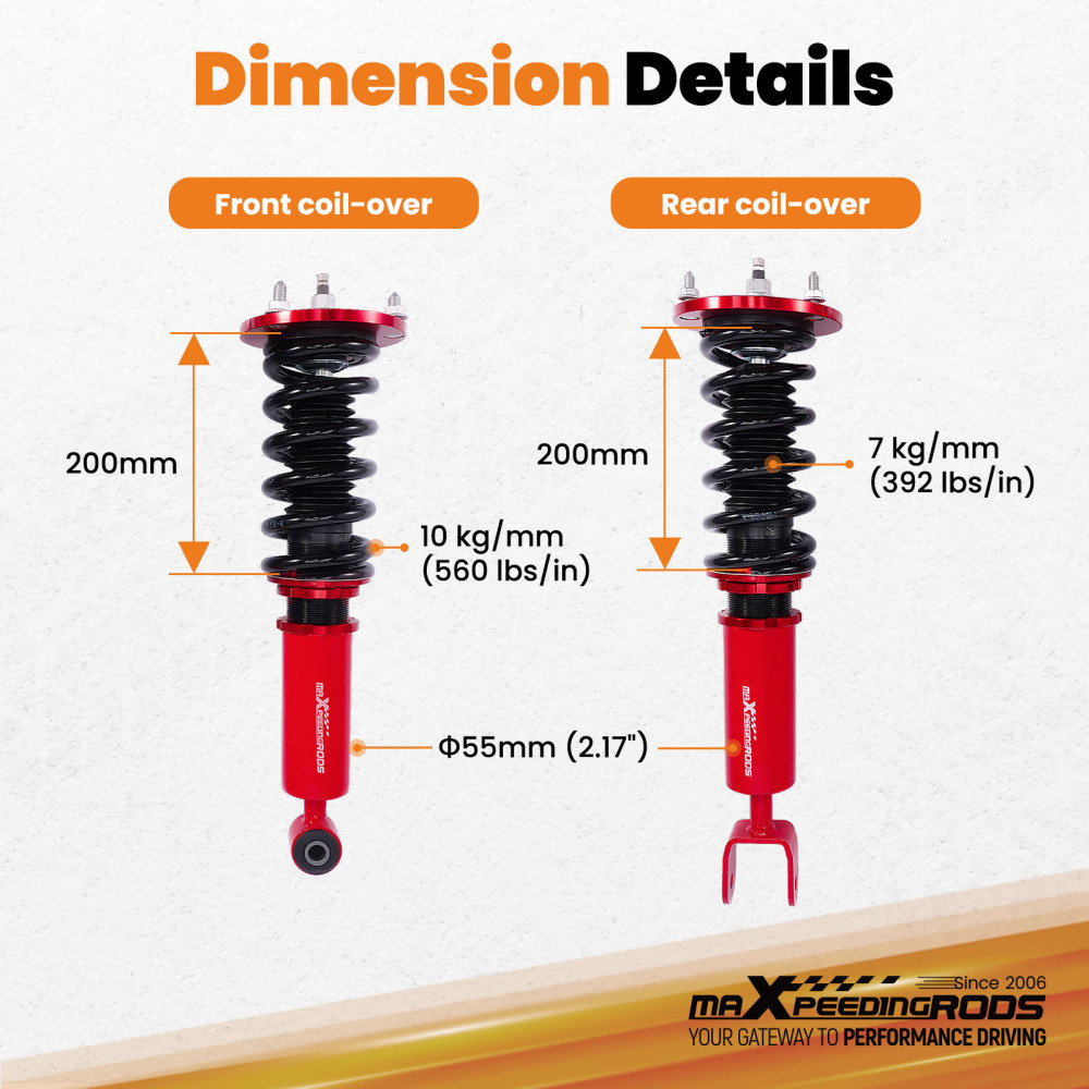 Front Adj. Damper Coilover Suspension Kit compatible for Lexus SC300 SC400 92-00 Coilovers