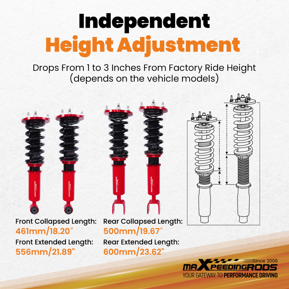 Front Adj. Damper Coilover Suspension Kit compatible for Lexus SC300 SC400 92-00 Coilovers