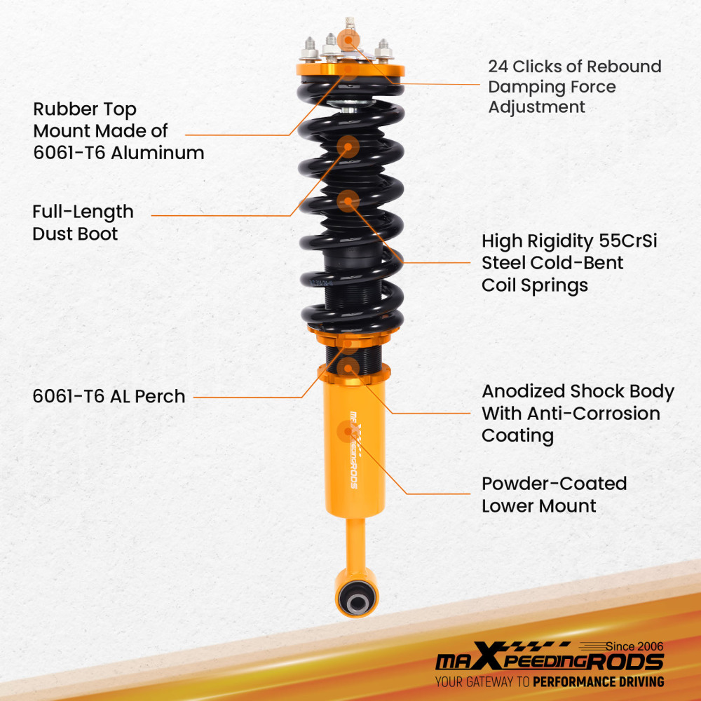 Compatible for LEXUS IS 200 1999.4 - 2005.7 GXE10 24 Ways Adj. DamperForce Shock Absorber Coilovers Lowering Kit
