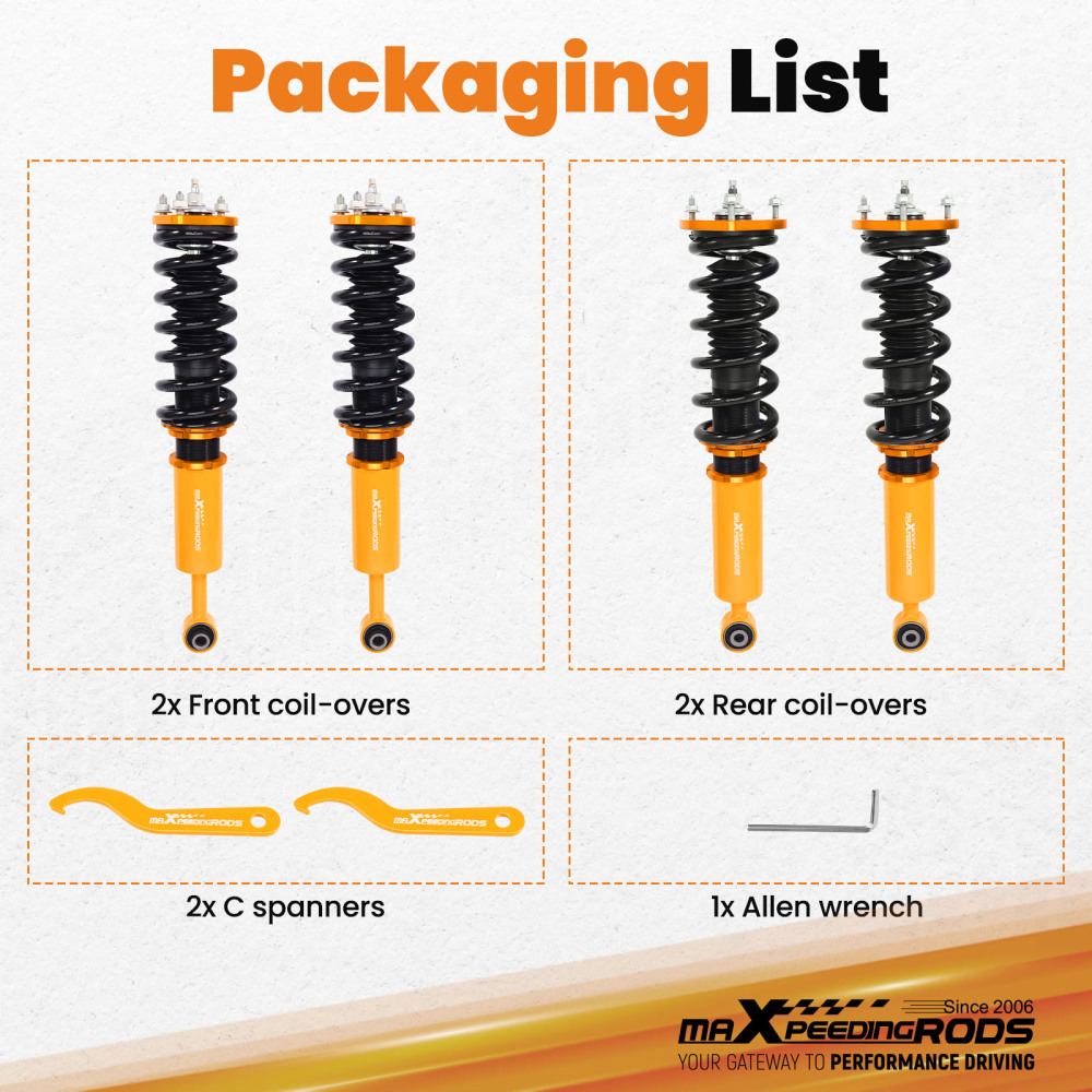 Compatible for LEXUS IS 200 1999.4 - 2005.7 GXE10 24 Ways Adj. DamperForce Shock Absorber Coilovers Lowering Kit