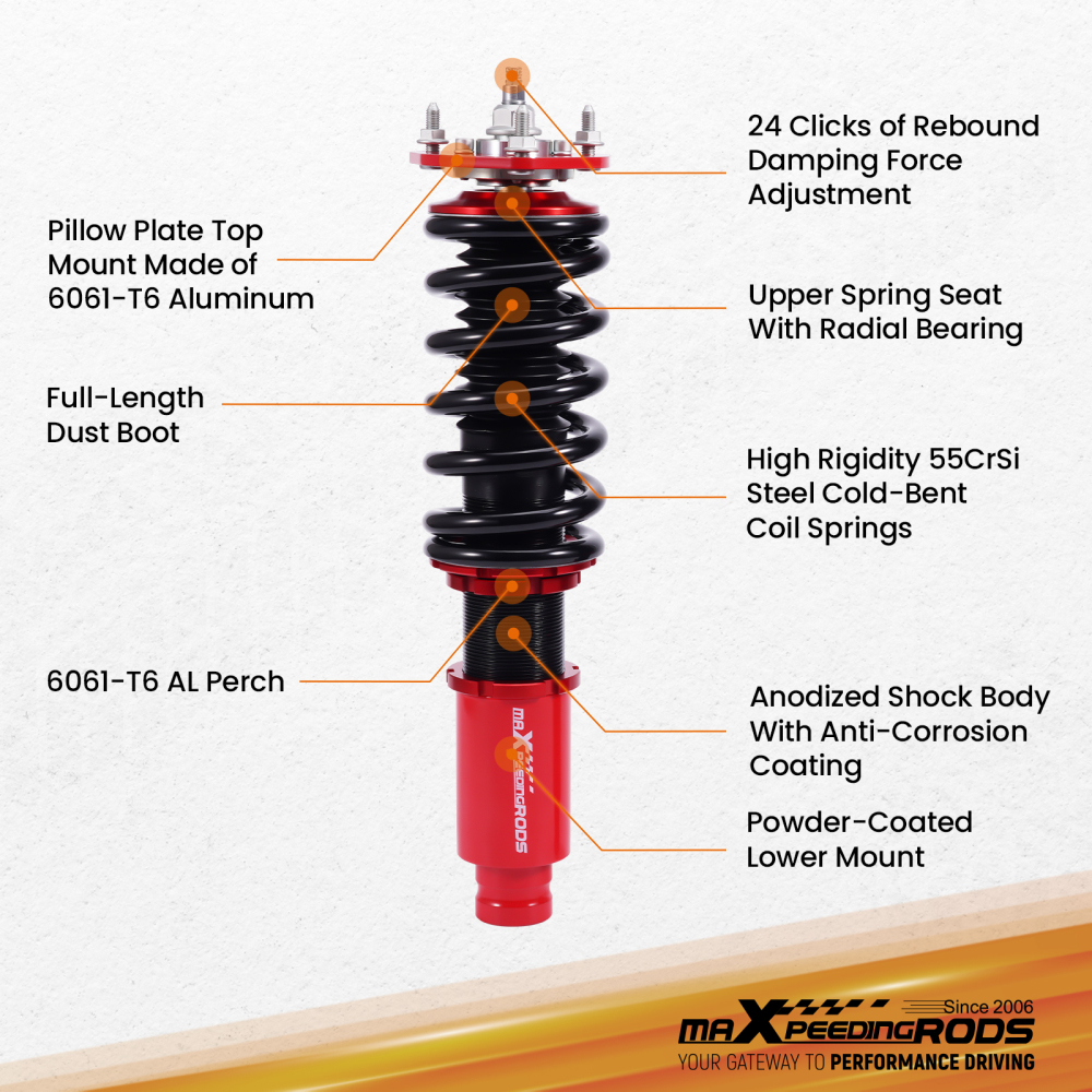 24 Way Damper Coilovers Strut Kits compatible for Mazda 6 2003-2007 Coil Shock Absorbers