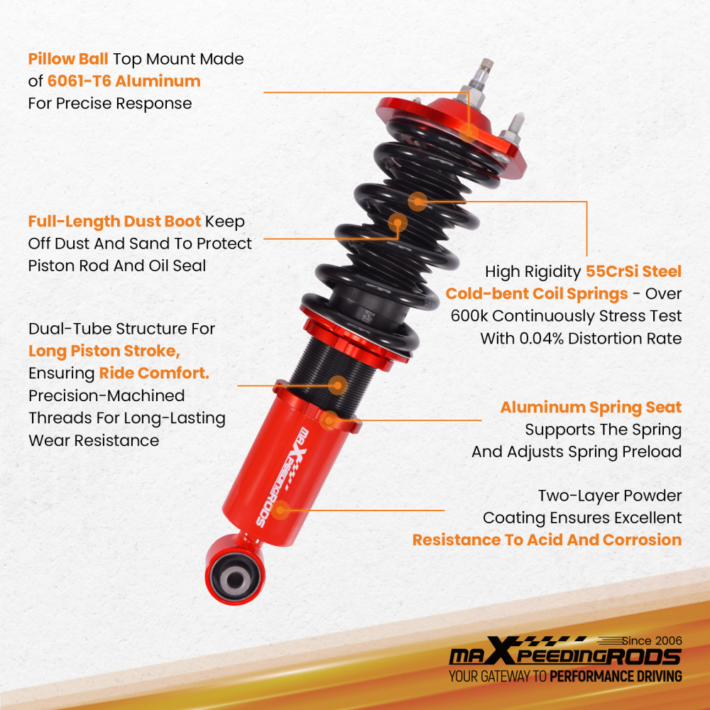 2pcs Front Coilovers compatible for Mazda MX-5 NA NB 1989-2005 NA6C NB8C