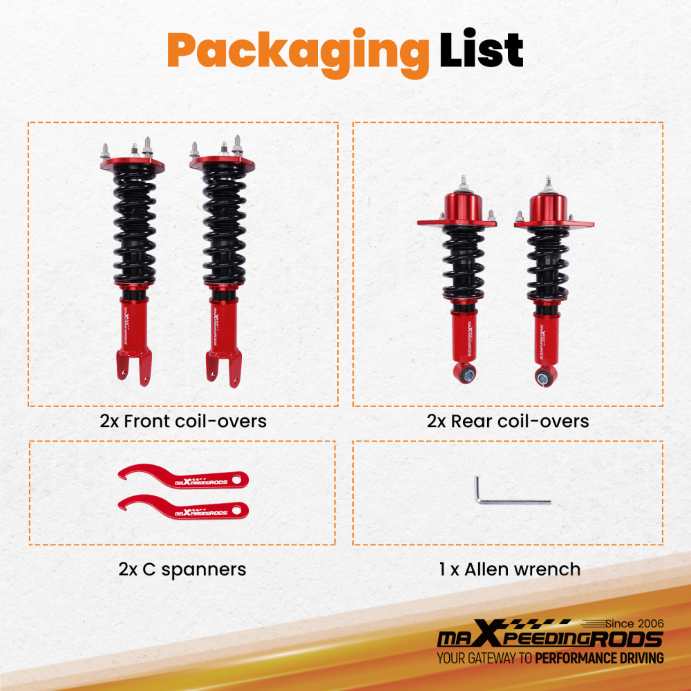 24 Way Adj. Damping Coilovers Suspension Kit compatible for Mazda MX-5 Miata NC 06-14