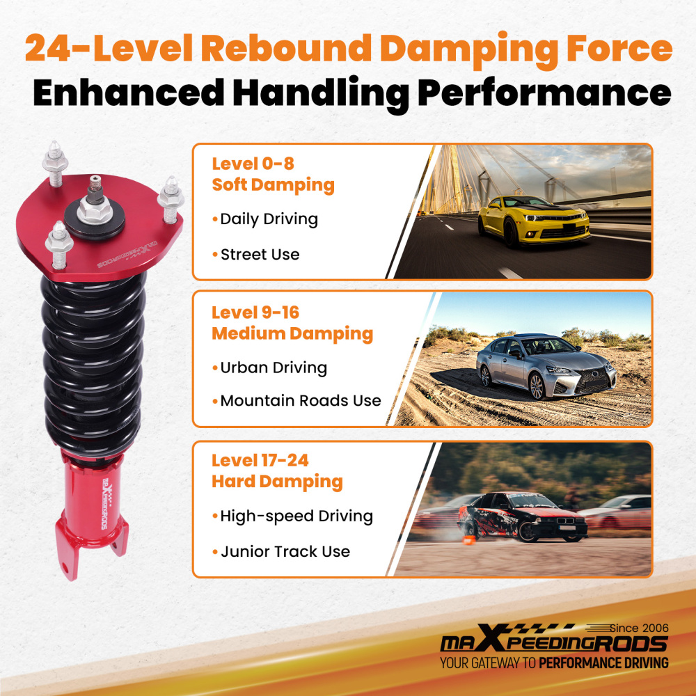 24 Way Adj. Damping Coilovers Suspension Kit compatible for Mazda MX-5 Miata NC 06-14