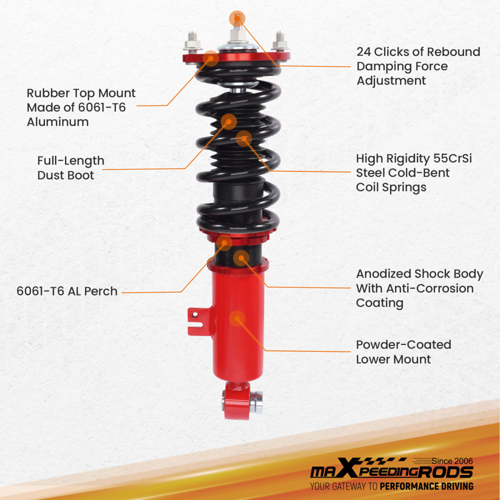 24-Way Adj. Damper Coilover compatible for Nissan 300ZX 90-96 Coil Spring Struts z32 coilovers Lowering Kit