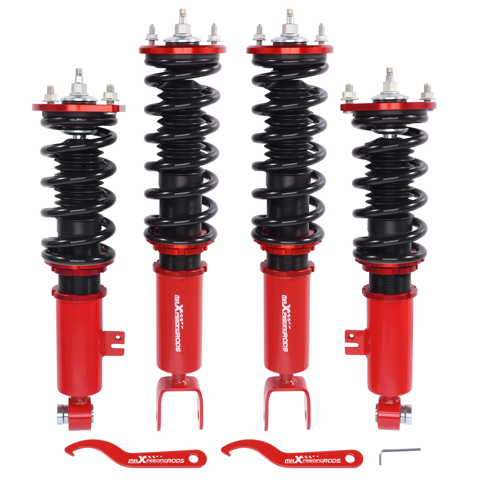 パーツ Adjustable Coilover Suspension Set (Red) Adjustable Coilovers Struts Suspension Kit For Toyota Yaris 2007