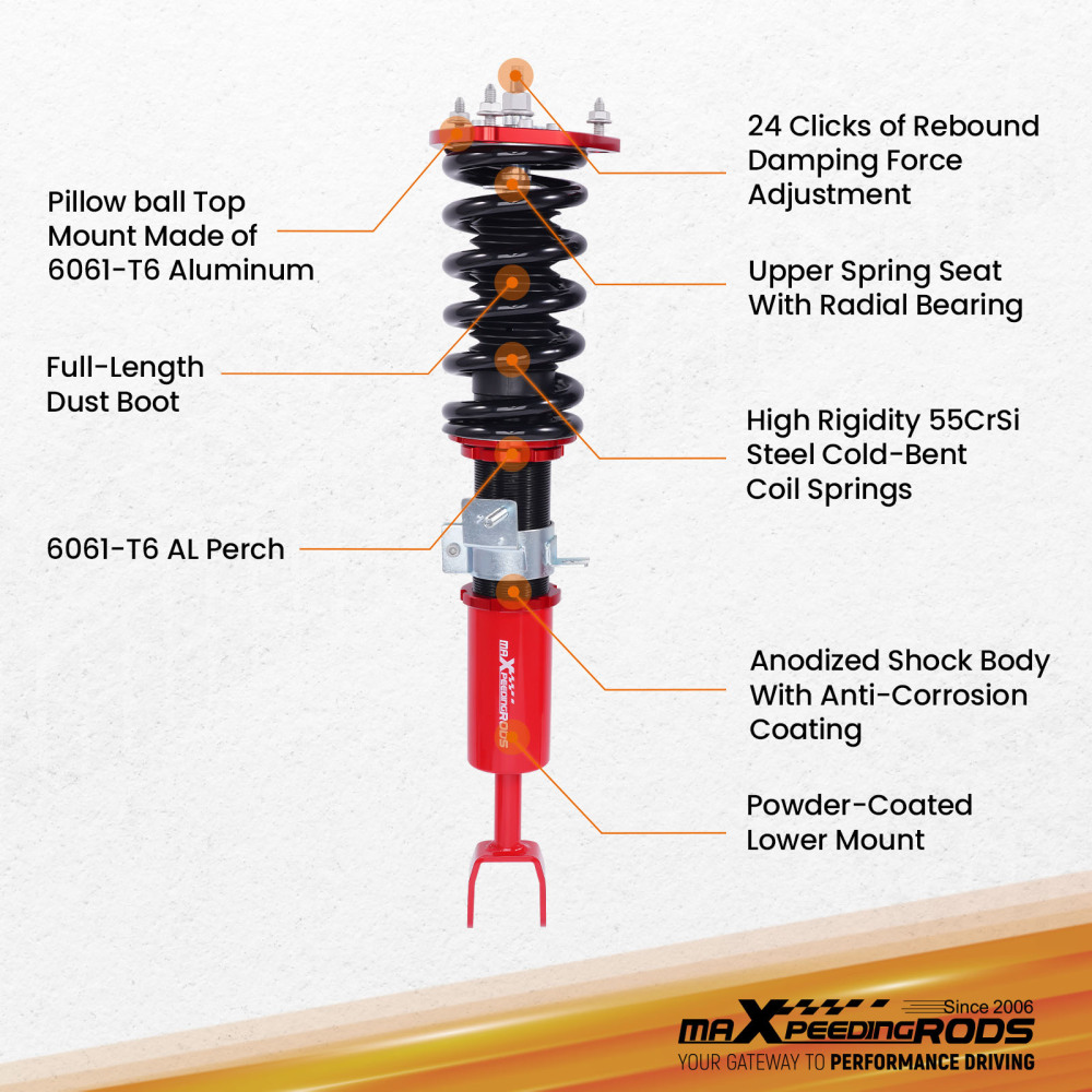 Front Coilovers compatible for Nissan 350Z Z33 2003-2008 compatible for Infiniti G35 Coupe Sedan