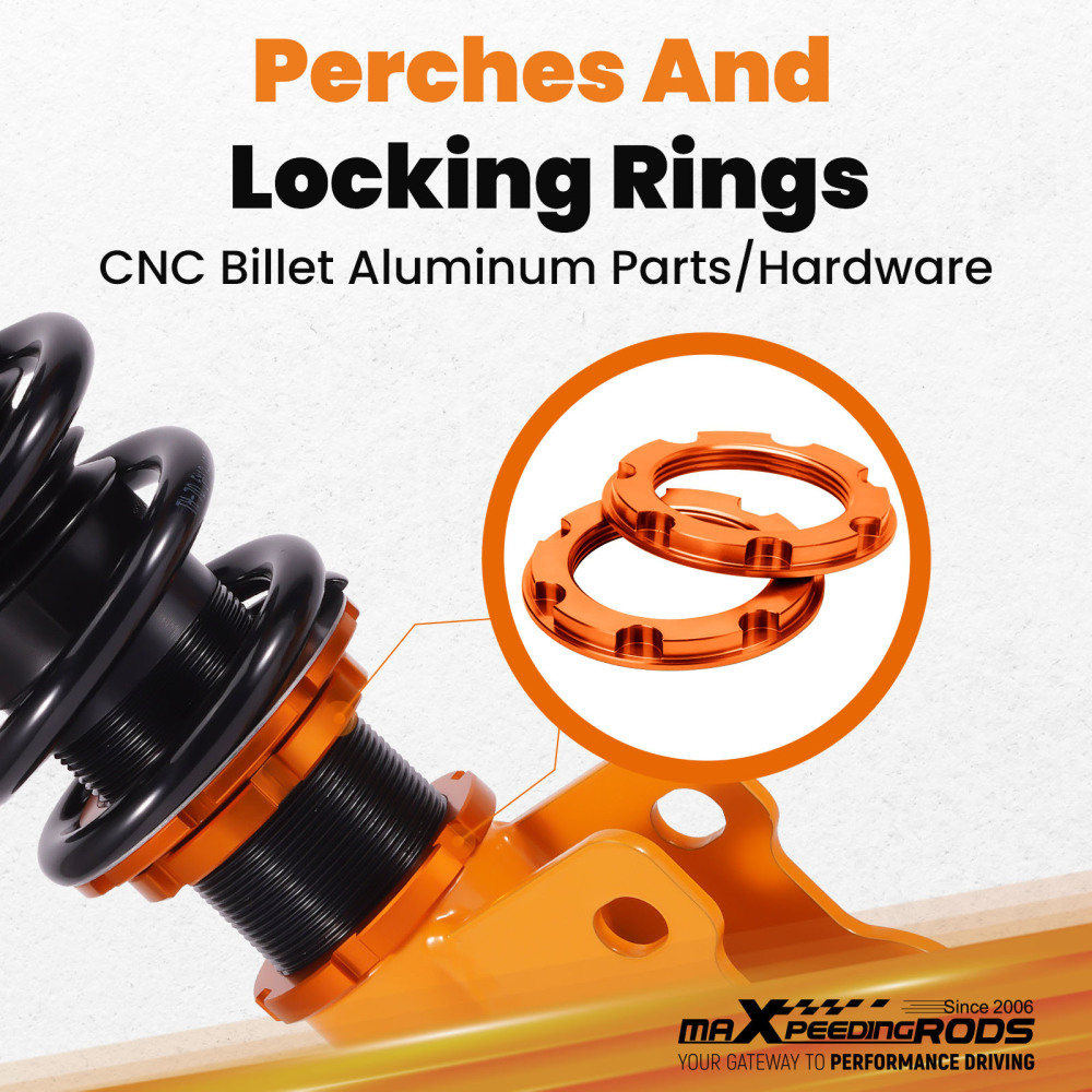 Compatible for Nissan S14 200SX 240SX Silvia 1994 - 1998 4pcs 24 Ways Adjustable Coilover Suspension Kit  Lowering Kit