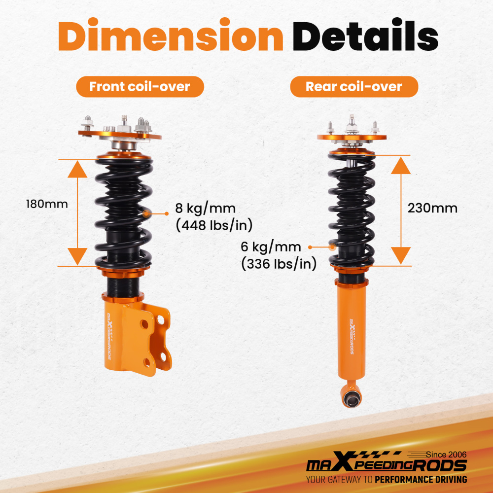 Compatible for Nissan S14 200SX 240SX Silvia 1994 - 1998 4pcs 24 Ways Adjustable Coilover Suspension Kit  Lowering Kit