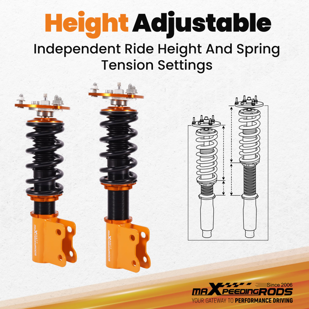 Compatible for Nissan S14 200SX 240SX Silvia 1994 - 1998 4pcs 24 Ways Adjustable Coilover Suspension Kit  Lowering Kit