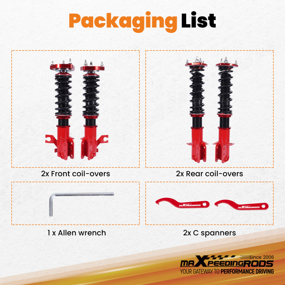 Coilovers Suspension Kit w/24 Way Damping Adjustable compatible for Nissan Sentra B13 91-94