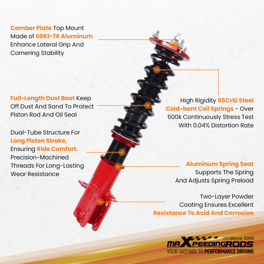 Coilovers Suspension Kit w/24 Way Damping Adjustable compatible for Nissan Sentra B13 91-94