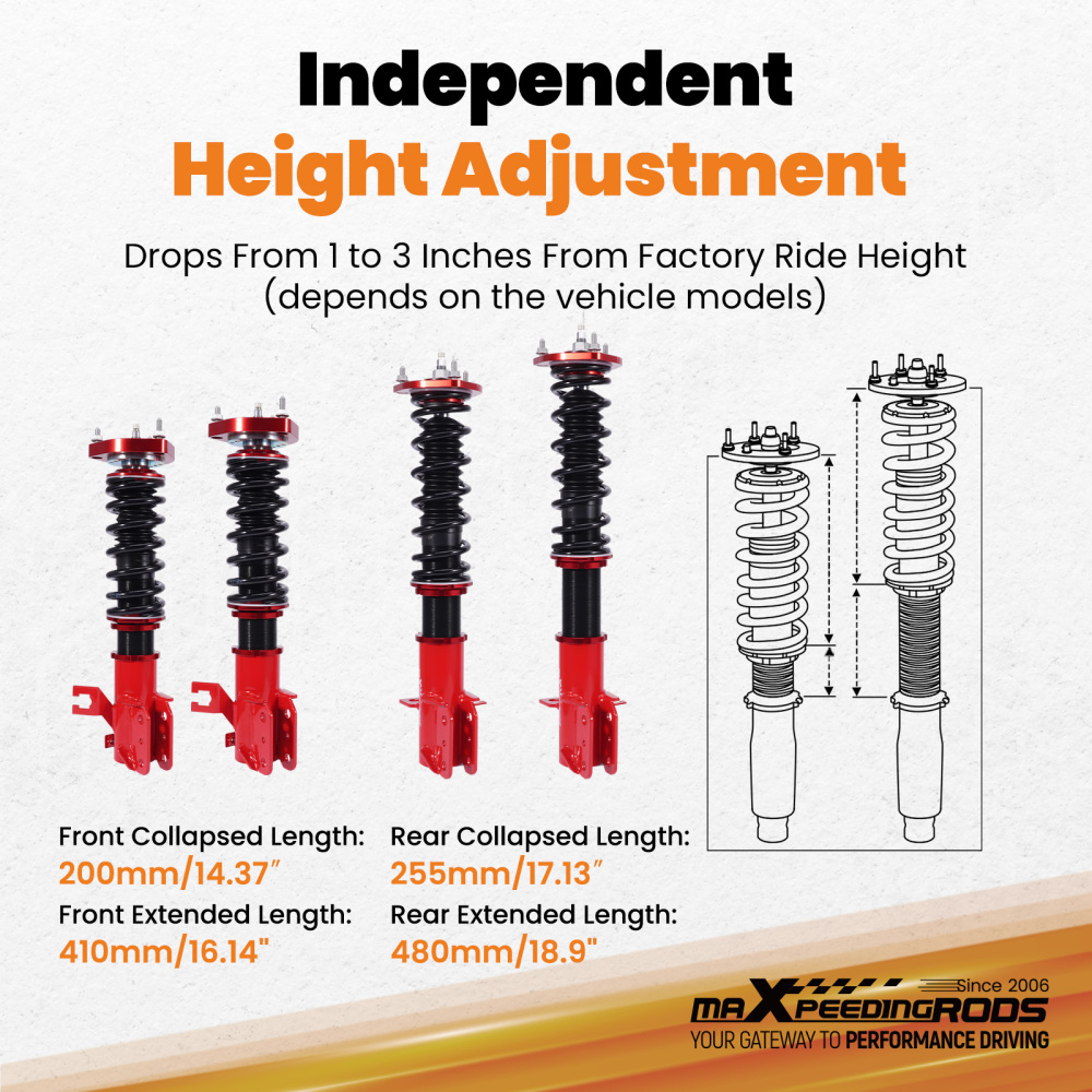 Coilovers Suspension Kit w/24 Way Damping Adjustable compatible for Nissan Sentra B13 91-94