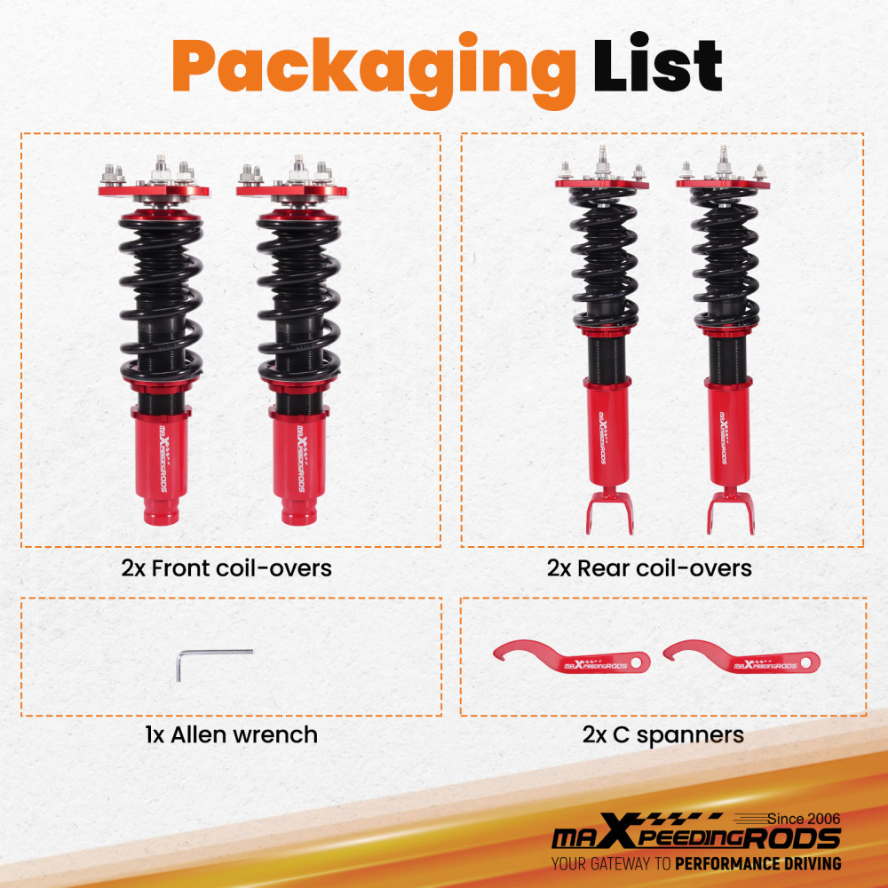 Compatible for Honda Prelude 1992-2001 24 levels of adjustable damper Coilover Coilovers Lowering Kit