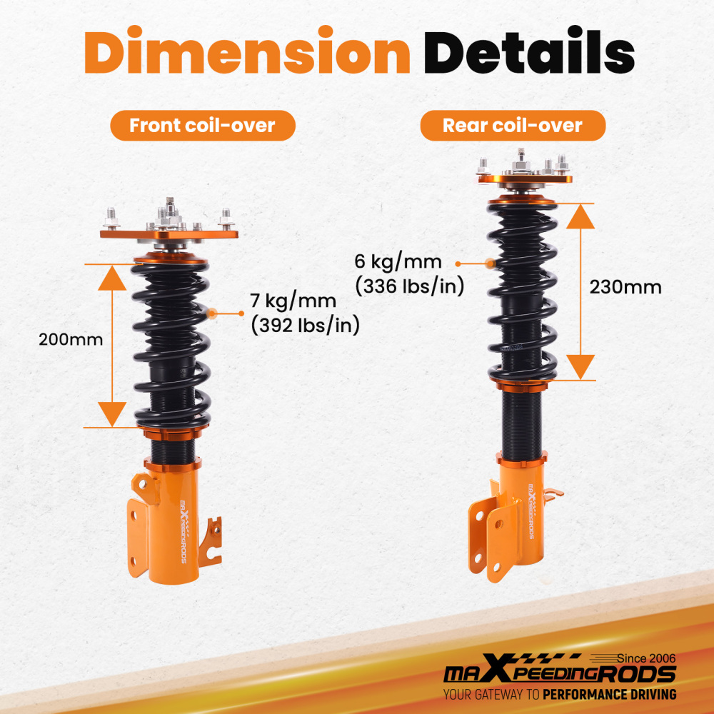 Coilovers/Suspensión roscada compatible para Mazda Mazdaspeed Protege 323 1999-2003