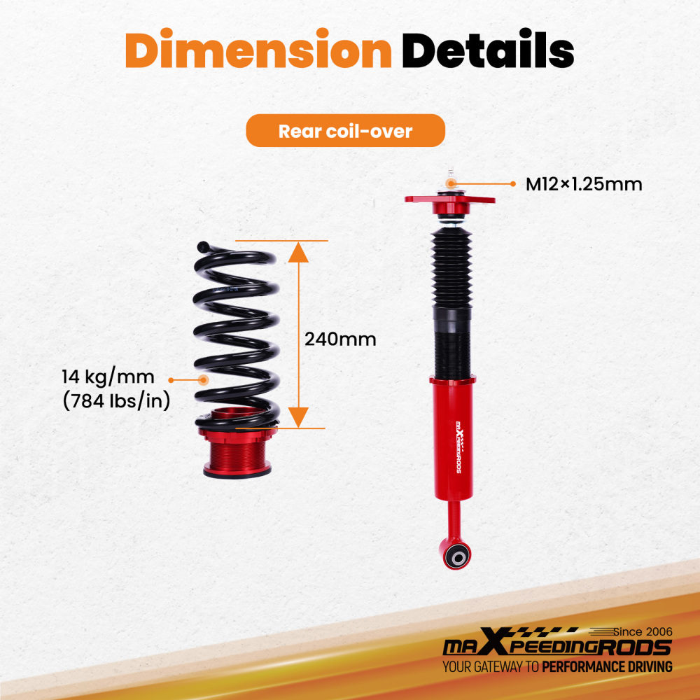 Rear Coilovers Suspension Kit For 2011-22 Challenger Charger Adj. Damping