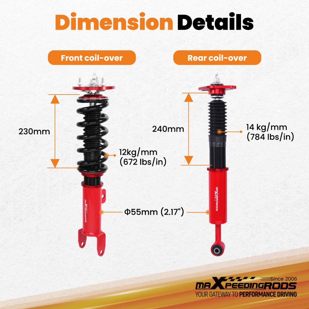 Adjustable Coilover Suspension Kit compatible for Chrysler 300 Charger Challenger 11-22 RWD