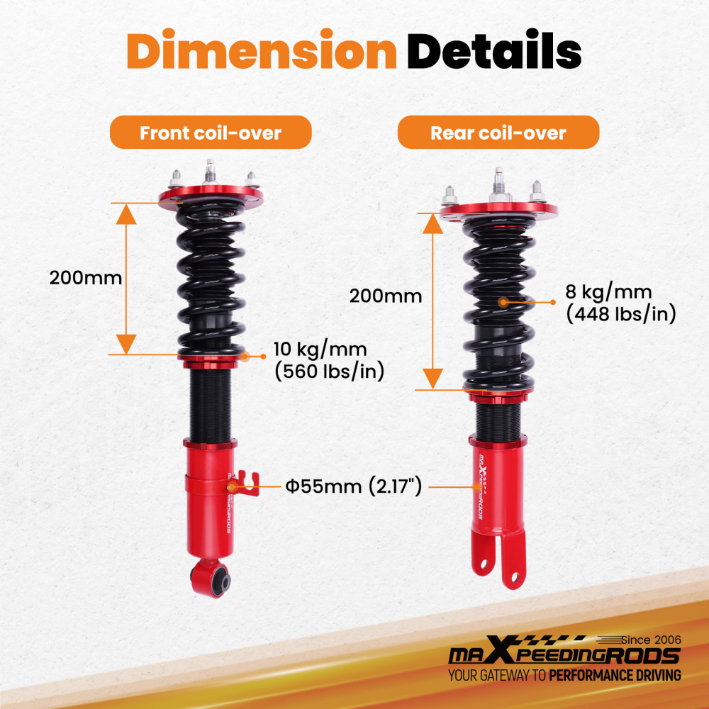 24 Step Damping Coilovers Lowering Kit compatible for Mazda RX-7 (FD3S Chassis) 1993-1995