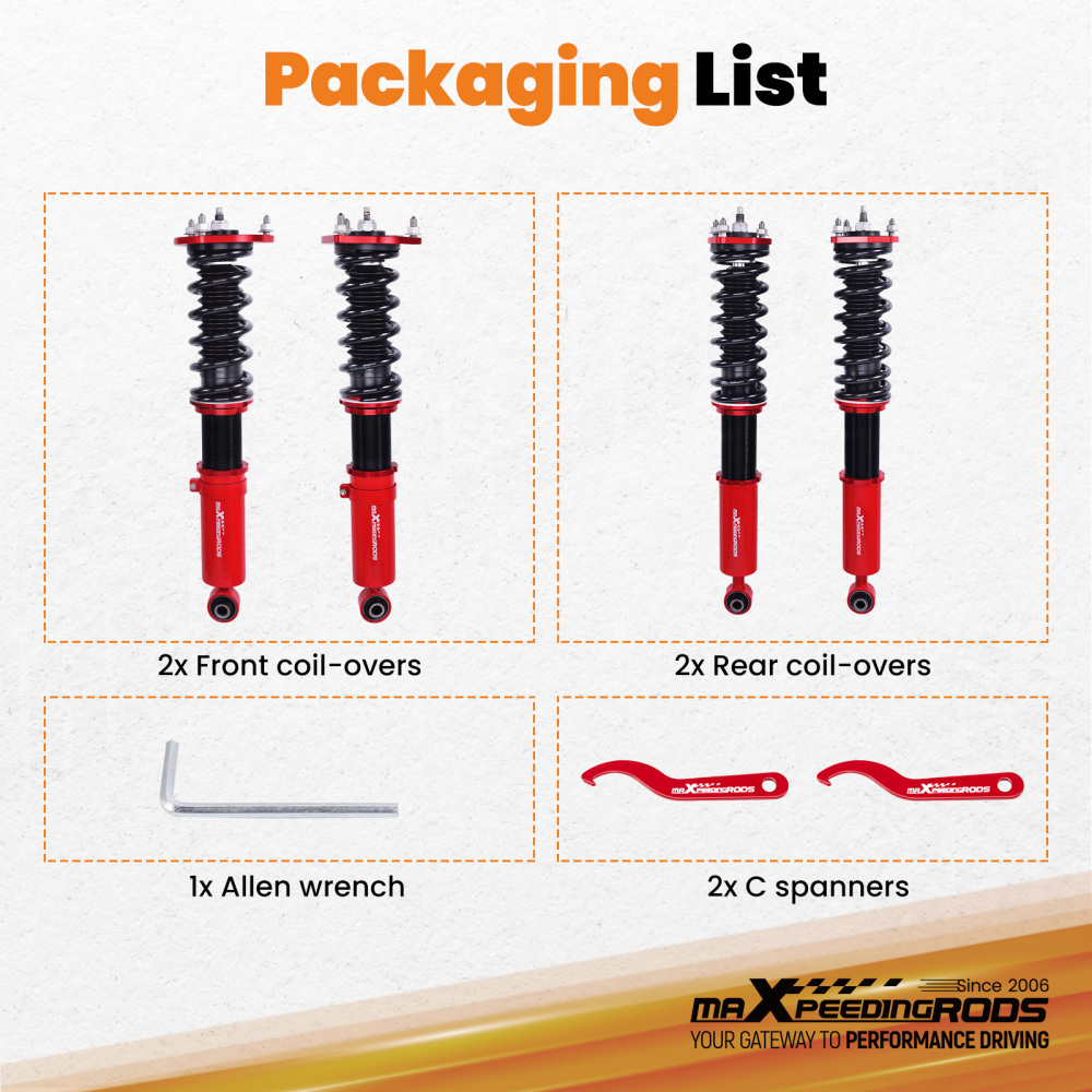 MaXpeedingrods Coilovers Lowering Kit 24 Level Damping compatible for Lexus SC430 2001-2010
