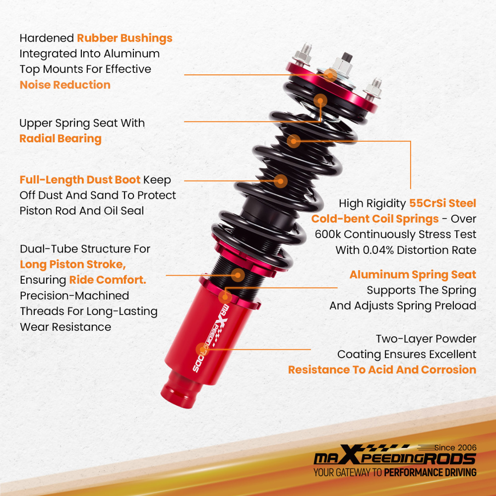 MaXpeedingrods Coilovers Lowering Kit 24 Level Damping compatible for Lexus SC430 2001-2010