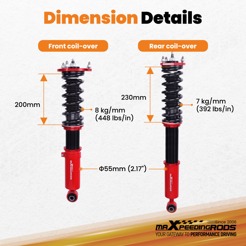 MaXpeedingrods Coilovers Lowering Kit 24 Level Damping compatible for Lexus SC430 2001-2010