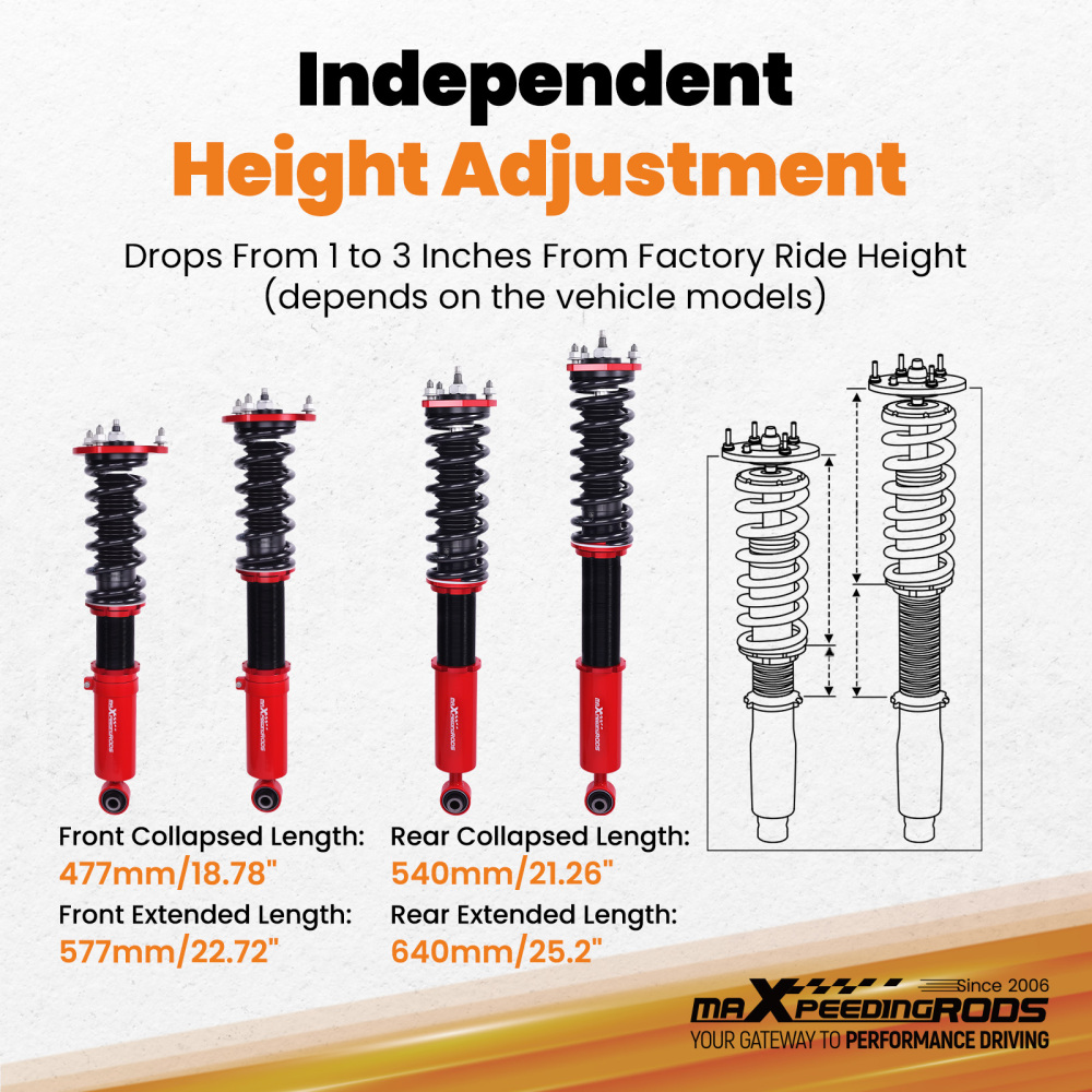 MaXpeedingrods Coilovers Lowering Kit 24 Level Damping compatible for Lexus SC430 2001-2010