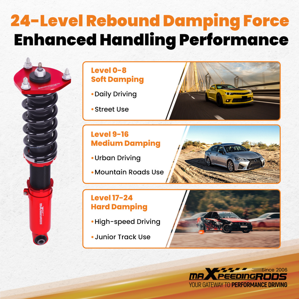 MaXpeedingrods Coilovers Lowering Kit 24 Level Damping compatible for Lexus SC430 2001-2010