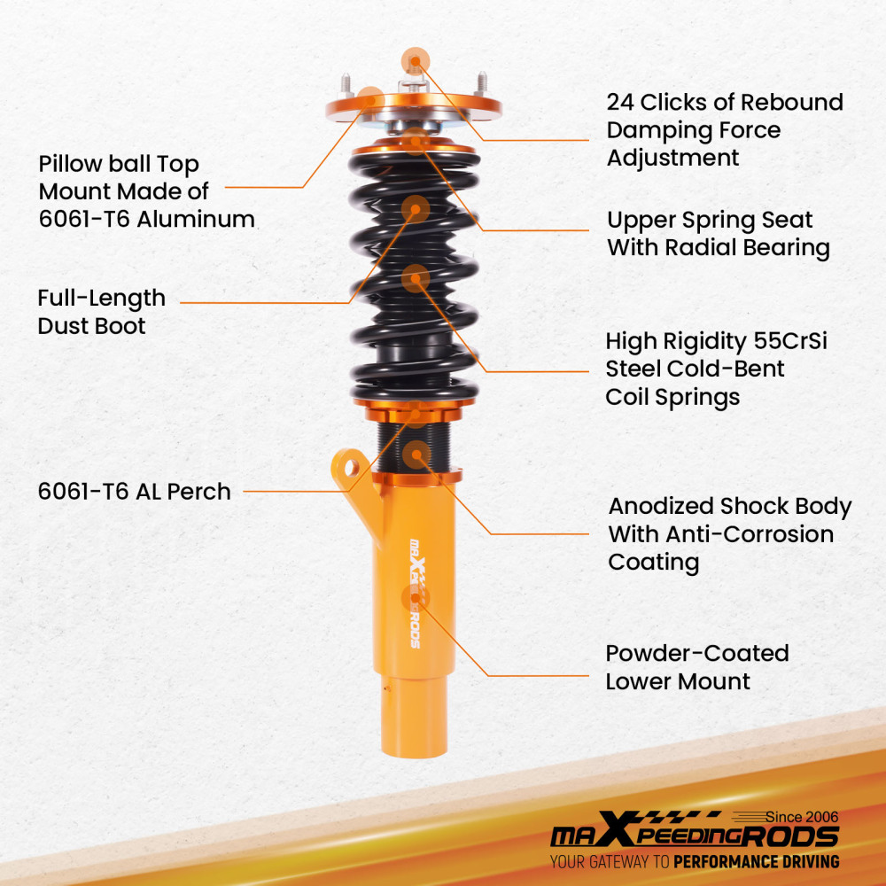 Kit Assetto a Ghiera Ammortizzatori compatibile per Skoda Octavia 3 5E 2012-2019 1.4 TSI TDI