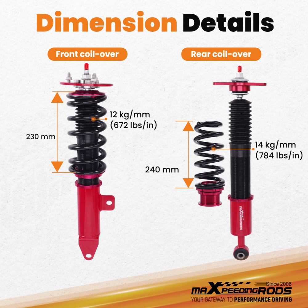 24 Step Damper Coilovers Lowering Kit compatible for DODGE CHARGER SRT8 2006-2010 RWD