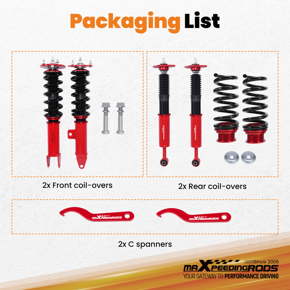 24 Step Damper Coilovers Lowering Kit compatible for DODGE CHARGER SRT8 2006-2010 RWD