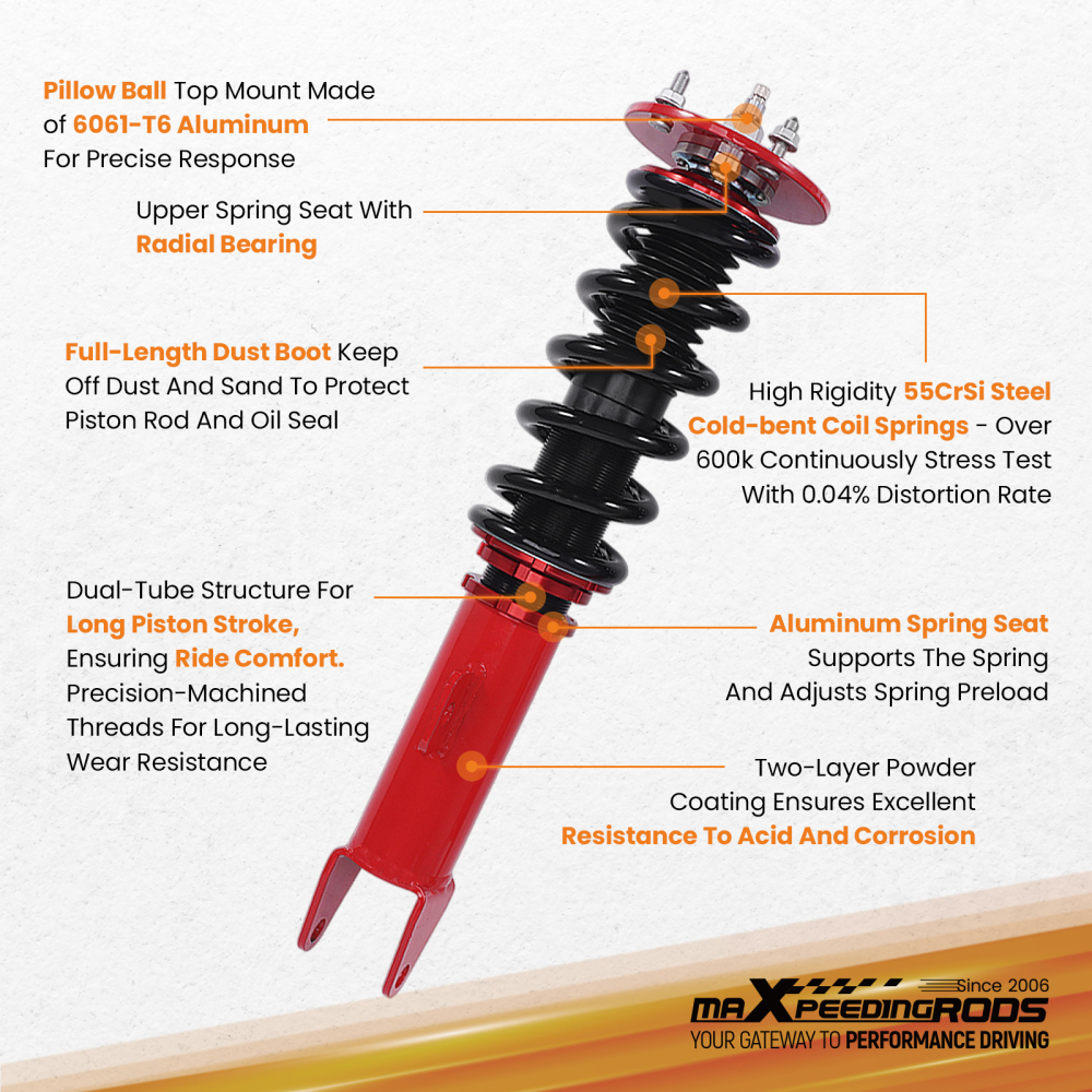 24 Step Damper Coilovers Lowering Kit compatible for DODGE CHARGER SRT8 2006-2010 RWD