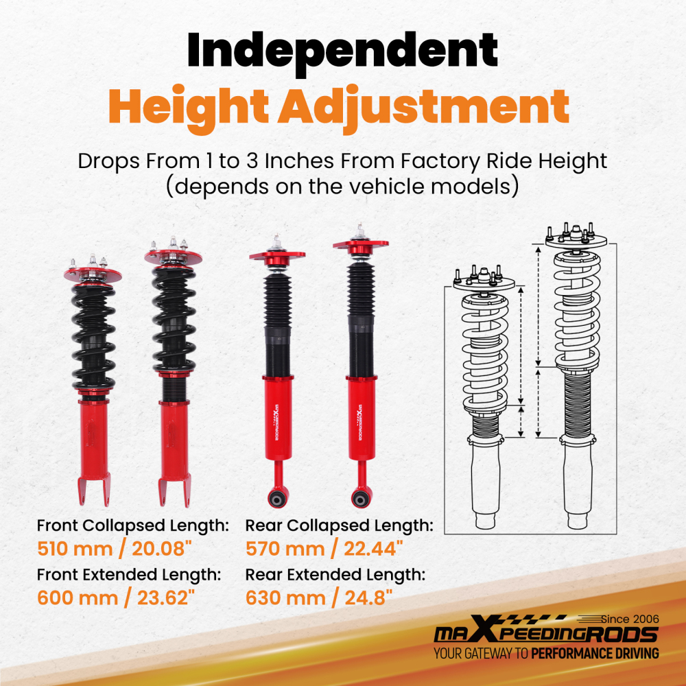 24 Step Damper Coilovers Lowering Kit compatible for DODGE CHARGER SRT8 2006-2010 RWD
