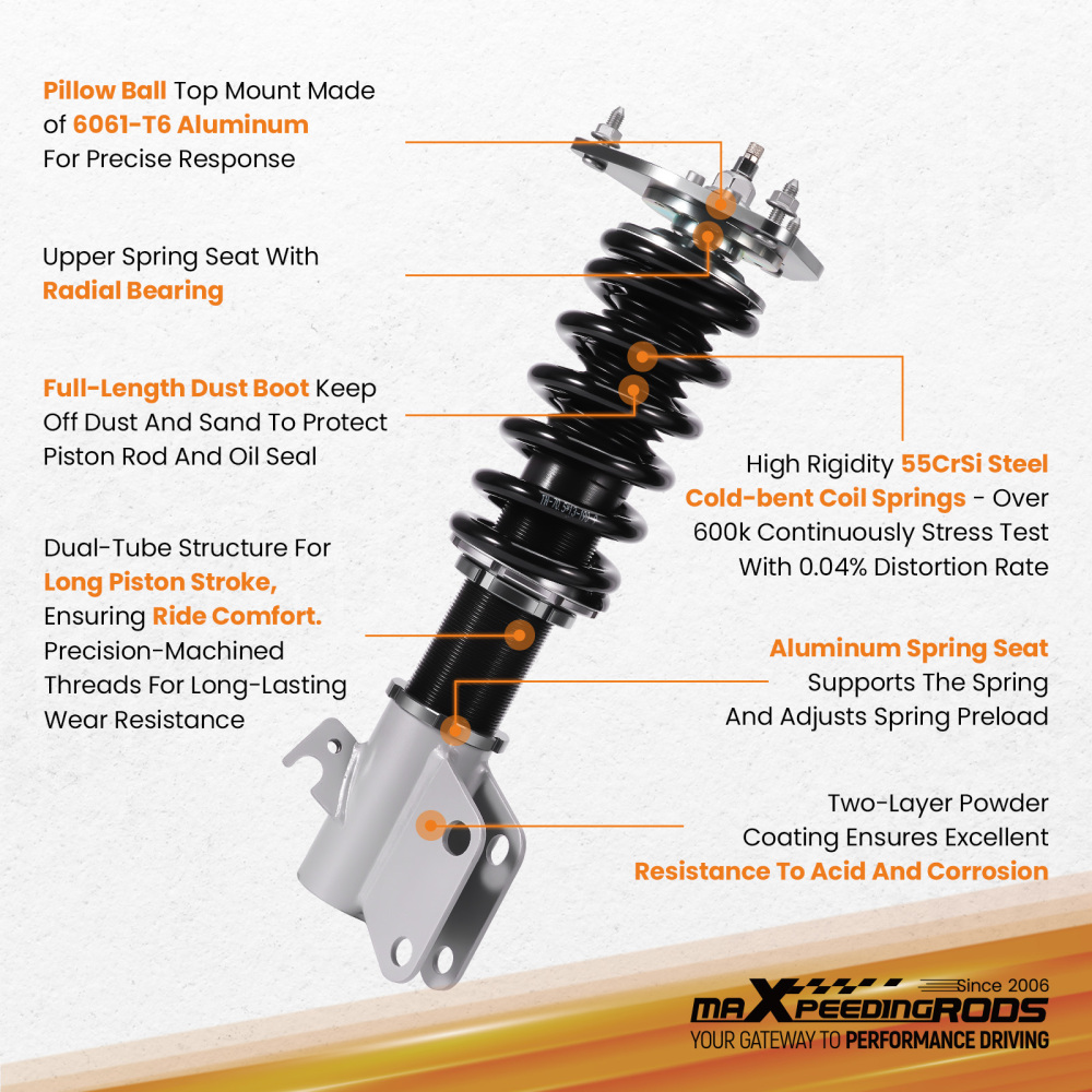 Coilover Shock Strut Kit Damping Adjustable compatible for SUBARU Impreza WRX GDB GDA 02-07