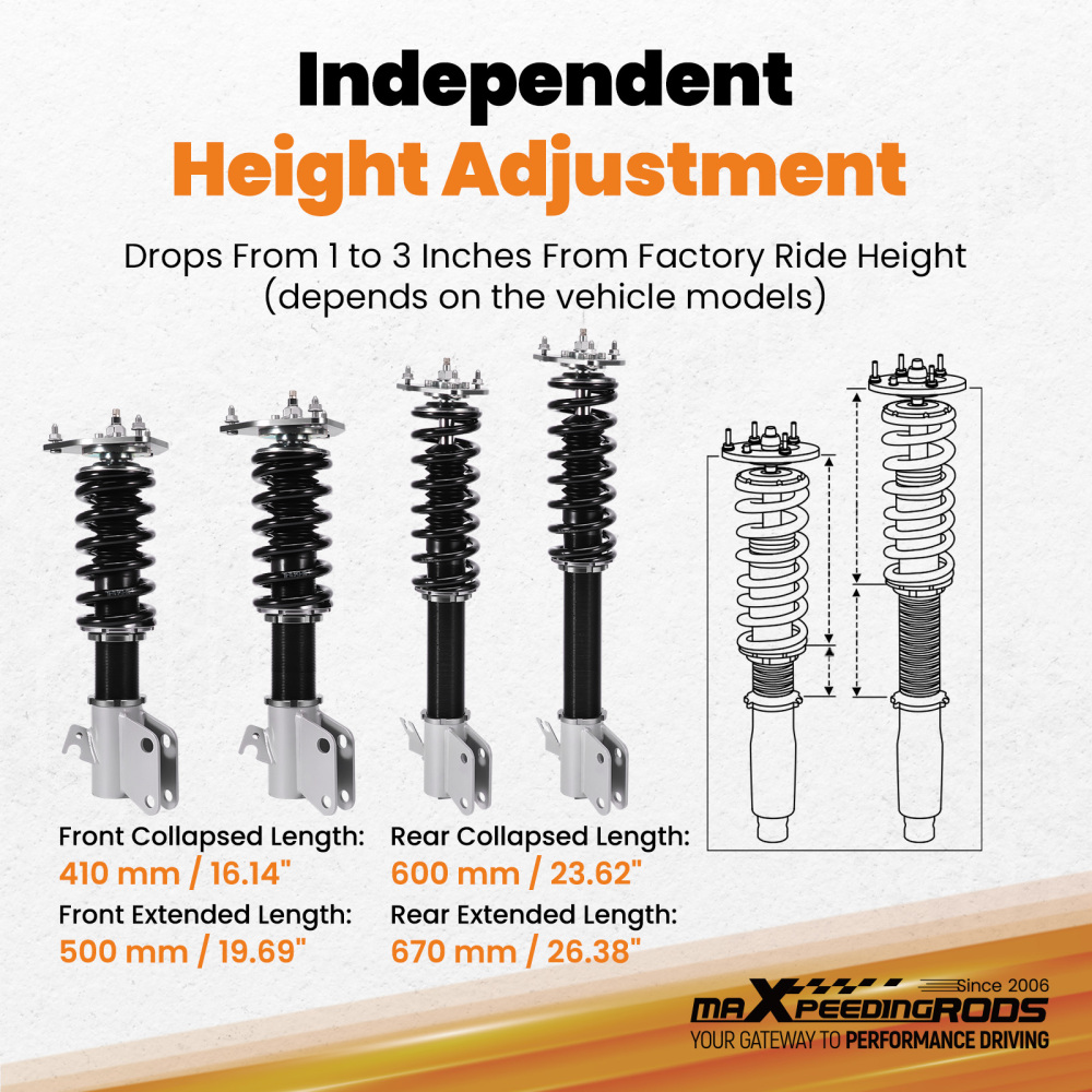 Coilover Shock Strut Kit Damping Adjustable compatible for SUBARU Impreza WRX GDB GDA 02-07