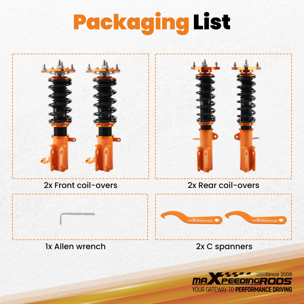 Coilover Lowering Kit compatible for Toyota Corolla AE92 AE101 AE111 E90 E100 E110 1988-99