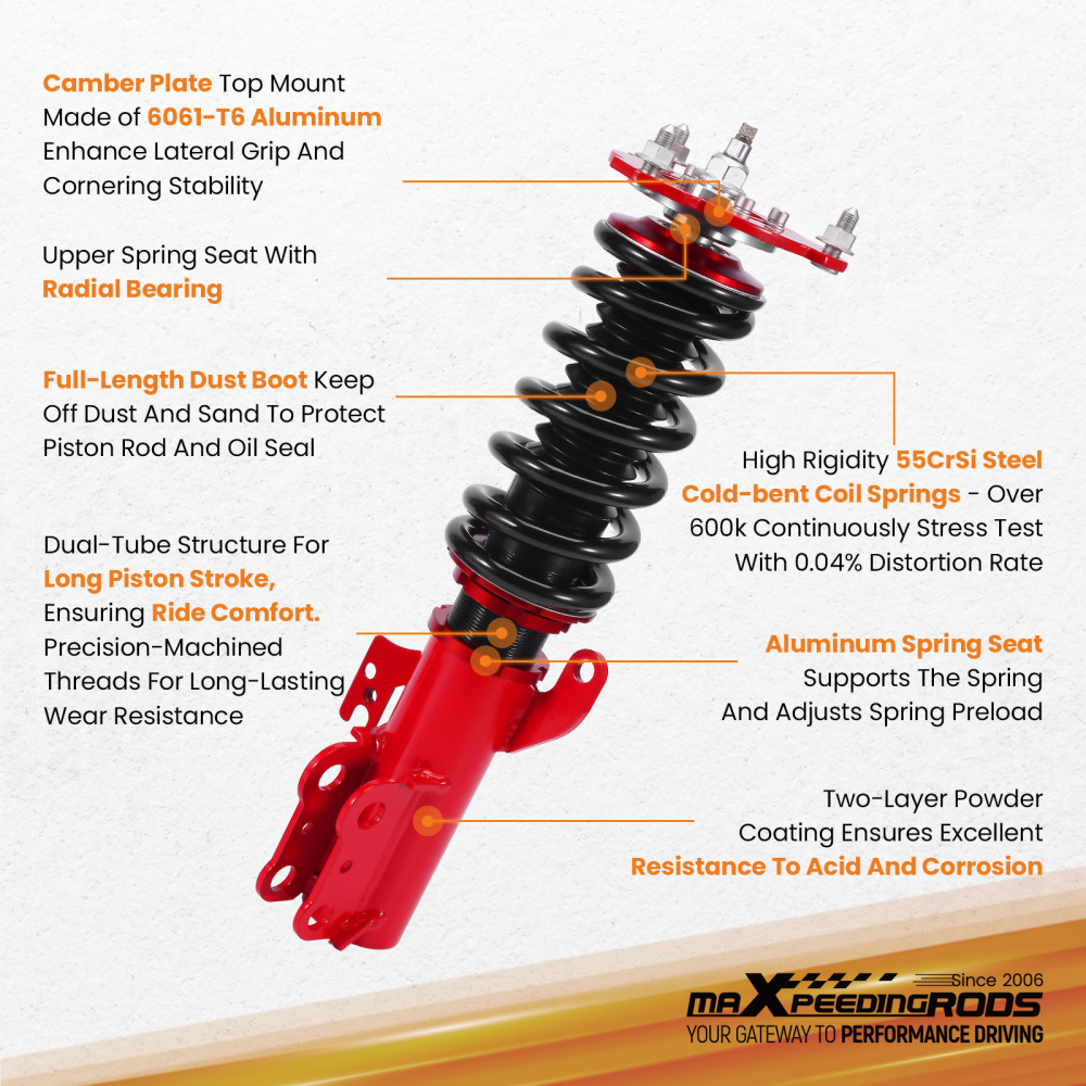 MaXpeedingrods 24 Way Adjustable Coilover Kit compatible for Toyota Highlander FWD 08-13