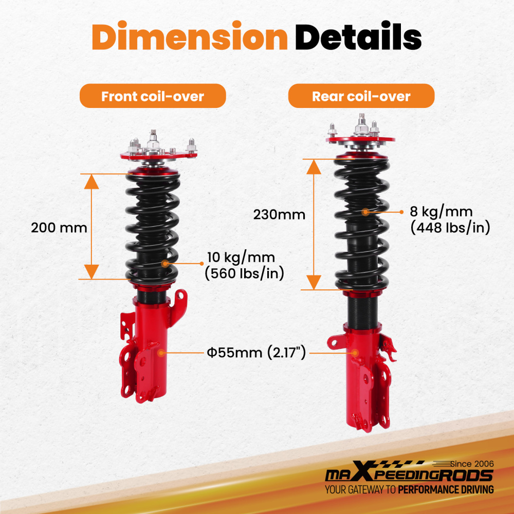 MaXpeedingrods 24 Way Adjustable Coilover Kit compatible for Toyota Highlander FWD 08-13