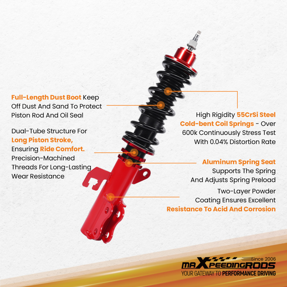 24 Way Damping Coilover Suspension Lowering Kit compatible for Nissan Versa 2013-2019