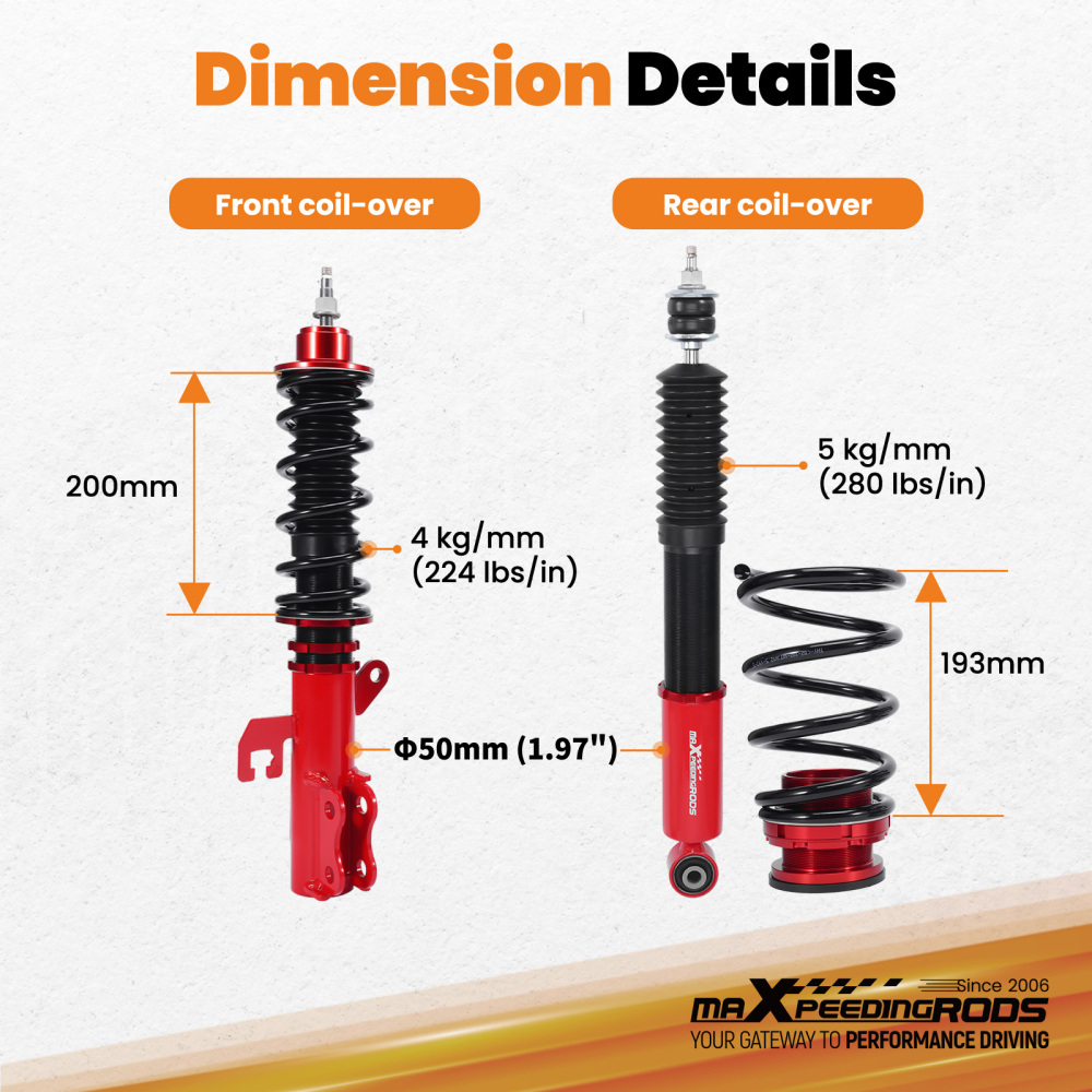 24 Way Damping Coilover Suspension Lowering Kit compatible for Nissan Versa 2013-2019