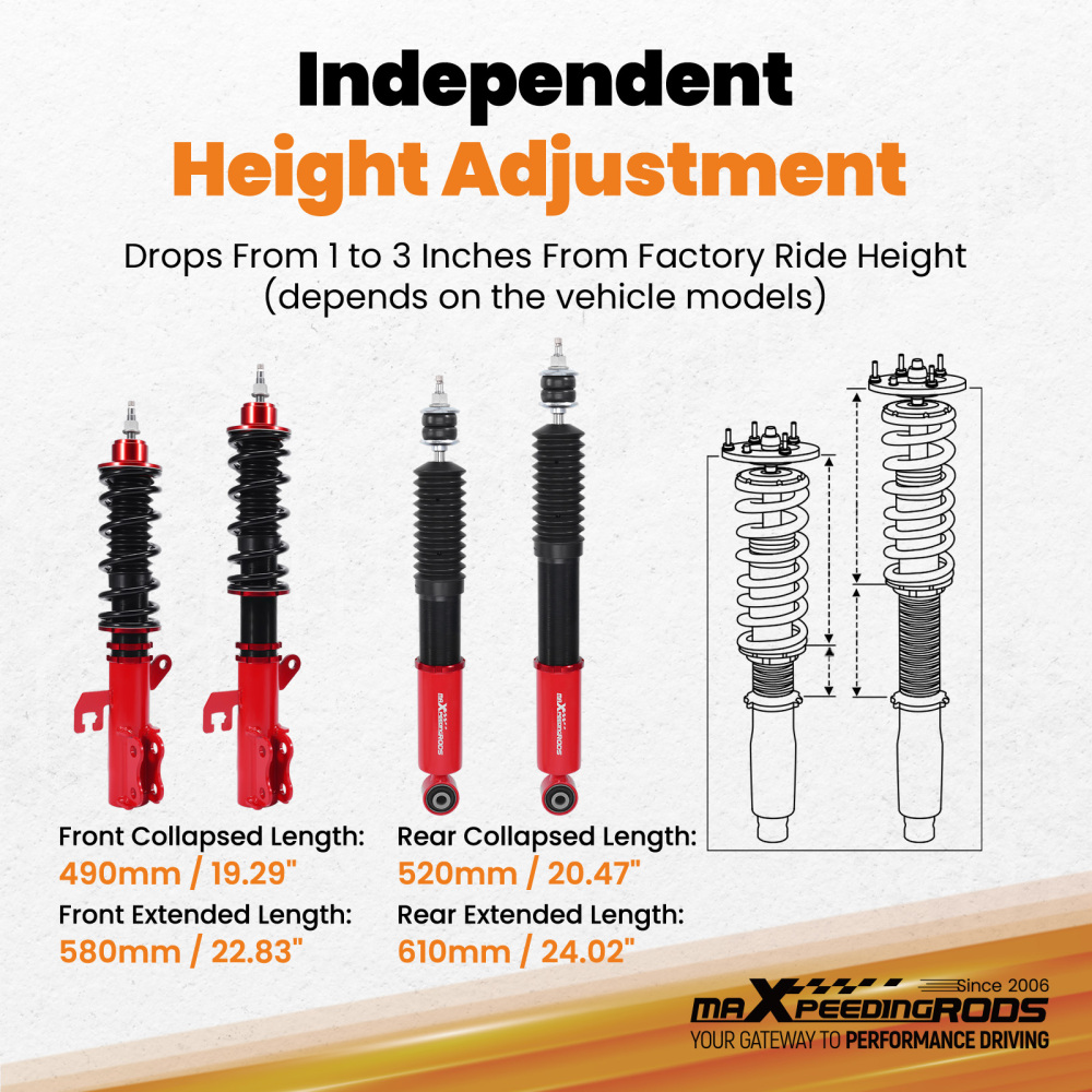 24 Way Damping Coilover Suspension Lowering Kit compatible for Nissan Versa 2013-2019