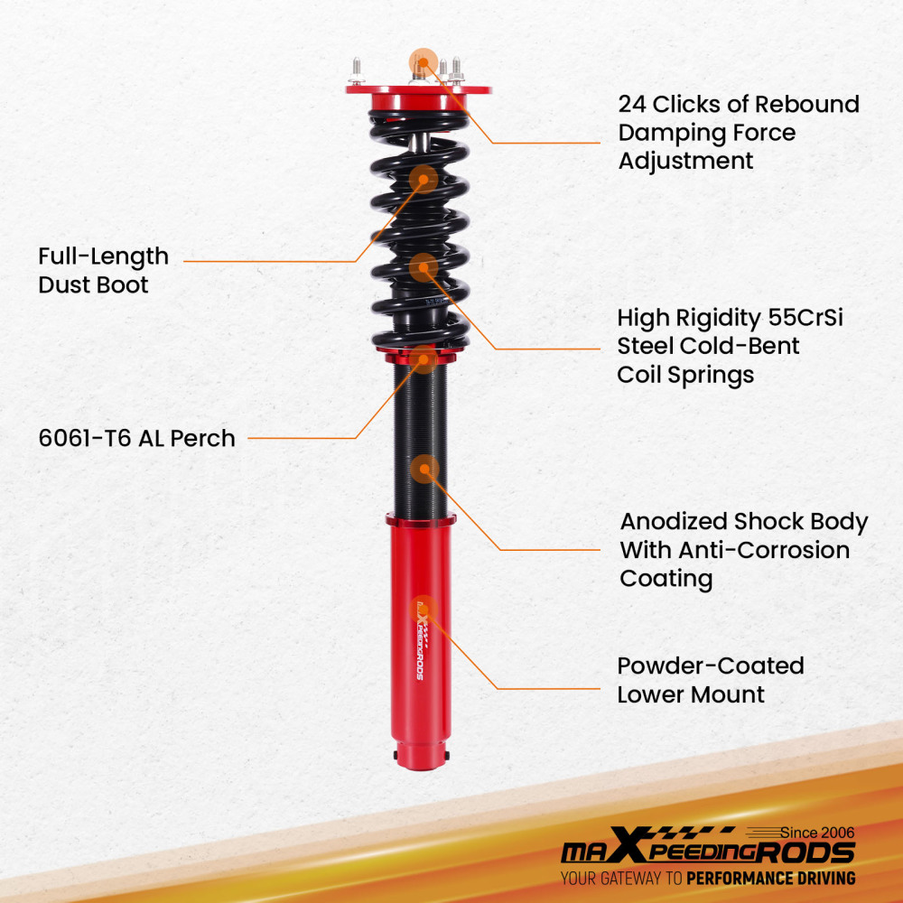 MaXpeedingrods Coilovers 24 Way Damper Kit compatible for MERCEDES S-CLASS W220 S430 S500