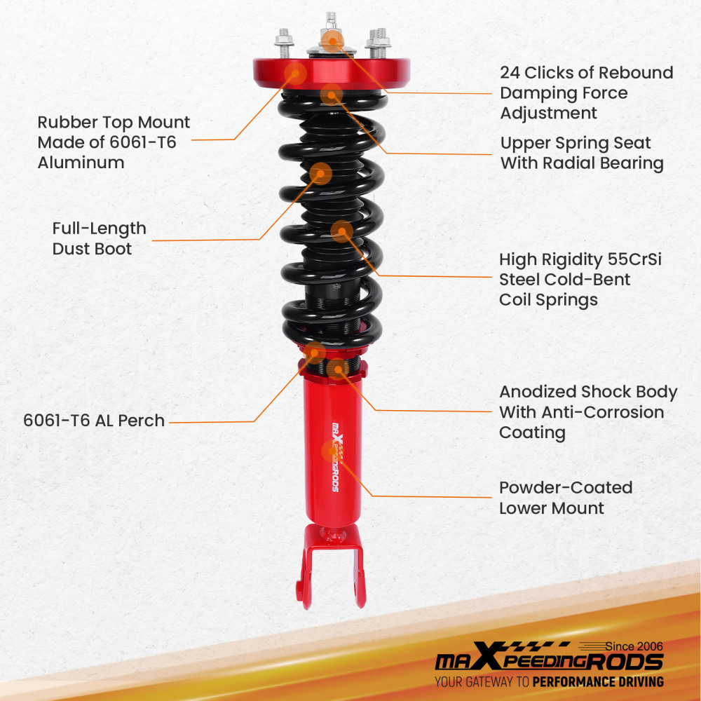 2x Front Coilovers Suspension Lowering Kit compatible for JAGUAR XJ8 XJR 03-09 X350 X358