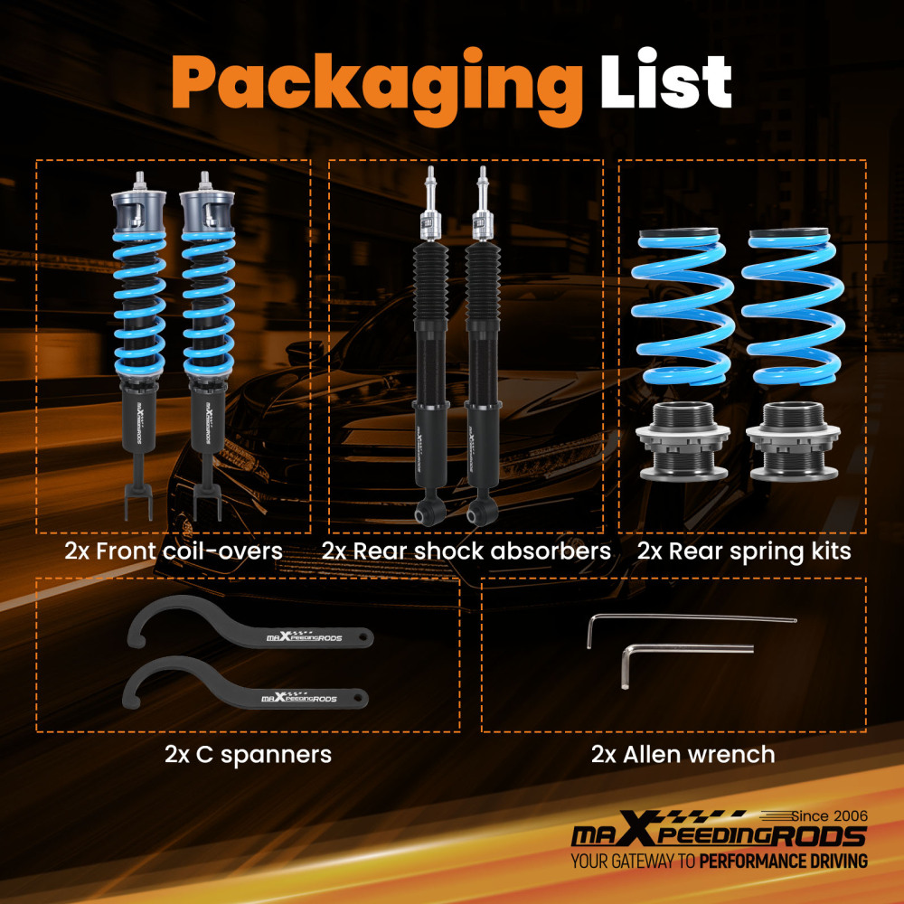 T6 Coilovers compatible for AUDI A4 Saloon compatible for FWD 1.6-3.2 +T/TFSI/FSI/TDI B7 2004-07