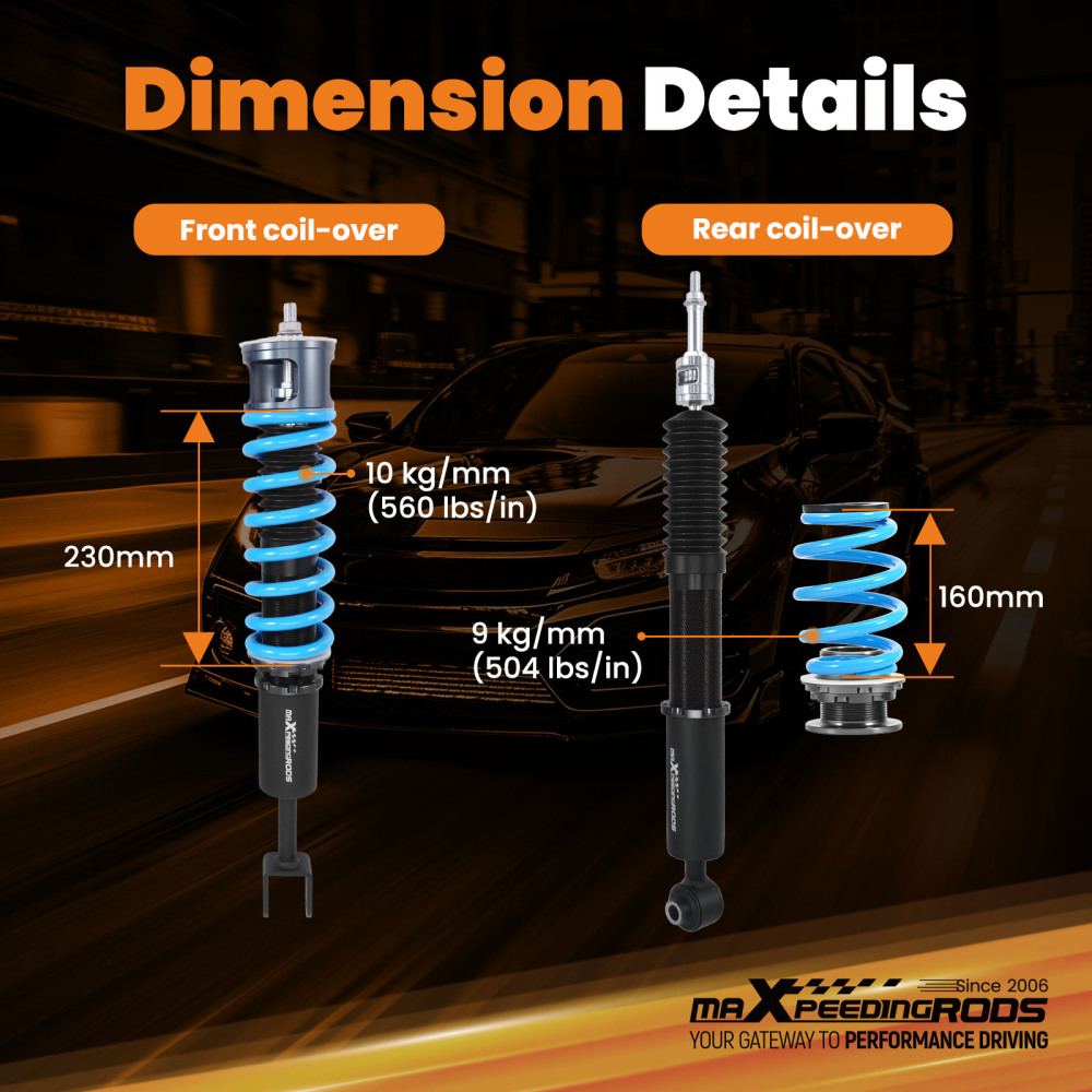 T6 Coilovers compatible for AUDI A4 Saloon compatible for FWD 1.6-3.2 +T/TFSI/FSI/TDI B7 2004-07