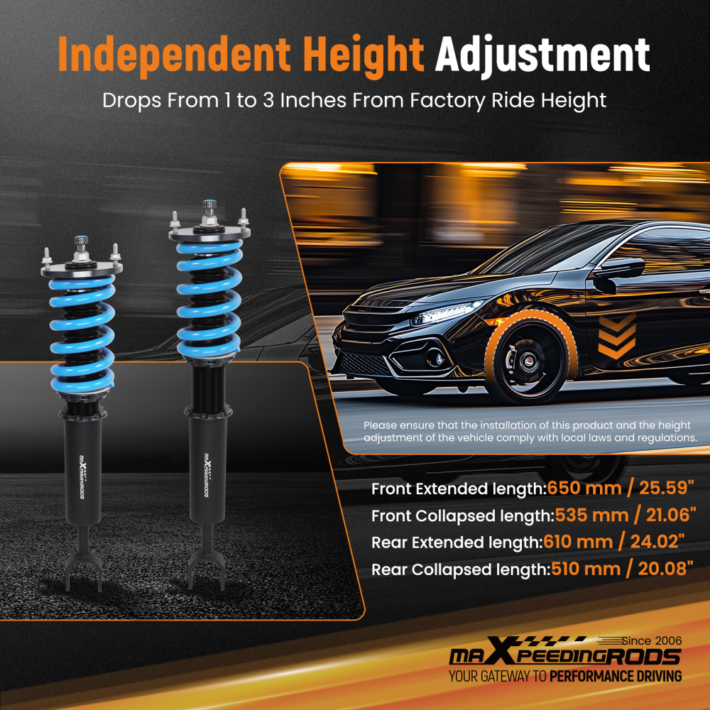 T6 Coilovers Upgrade compatible for Audi A6 C5 (Typ 4B) Compatible for FWD Estate 1997-2005
